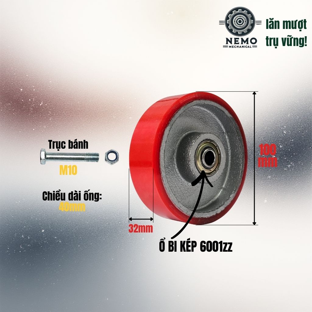 Bánh Xe Rời PU Siêu Bền – Kháng Hóa Chất, Chịu Tải Cao & Bảo Vệ Sàn